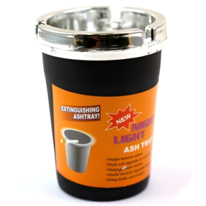 منفضة سجائر بلاستيكية للسيارة - أسود وفضى