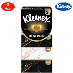 كلينيكس مناديل مجموعة طبيعية 170 منديل وجه ورقي أبيض ذو طبقتين - 5 حبة 