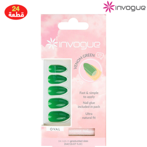 إنفوغو أظافر صناعية بيضاوية خضراء فينوم - 24 قطعة