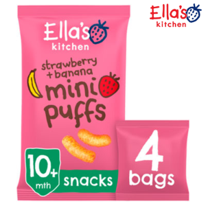 ايلاز كيتشن ميني باف الفراولة العضوية و الموز 4 اكياس - 32 جم