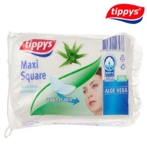 تيبيس ماكسي فوط قطنية مربعة بخلاصة الصبار - 50 حبة