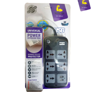 سوليد وصلة تمديد الطاقة 5 مقابس و 2 يو اس بي