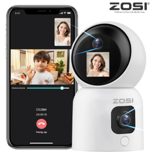 زوسي كاميرا مراقبة داخلية مع شاشة وعدسة مزدوجة 3 ميجابكسل + 3 ميجابكسل