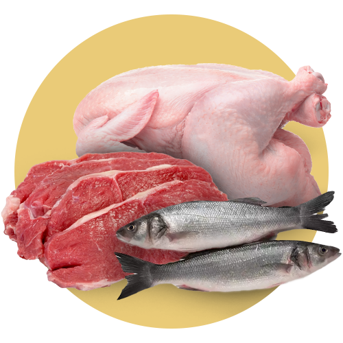 اللحوم والدجاج والأسماك